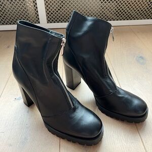 Front zipper black booties